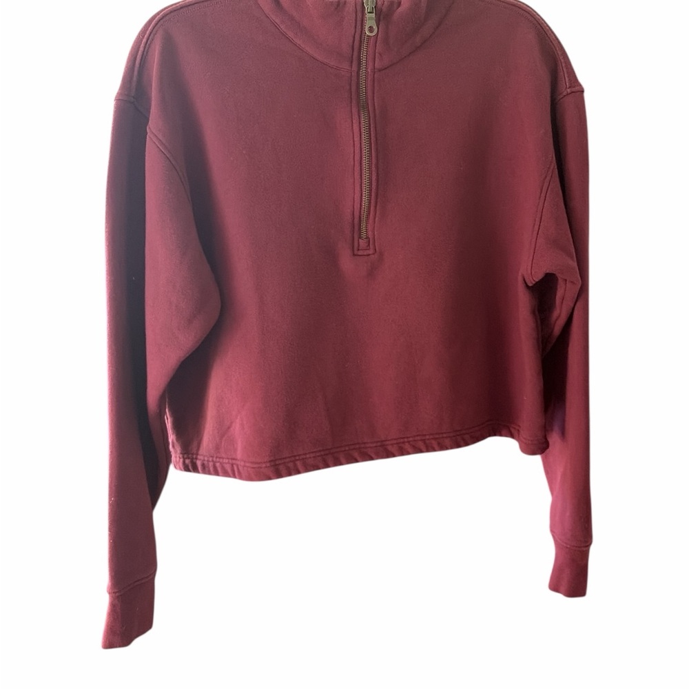 Girlfriend Collective Maroon Half-Zip Sweatshirt